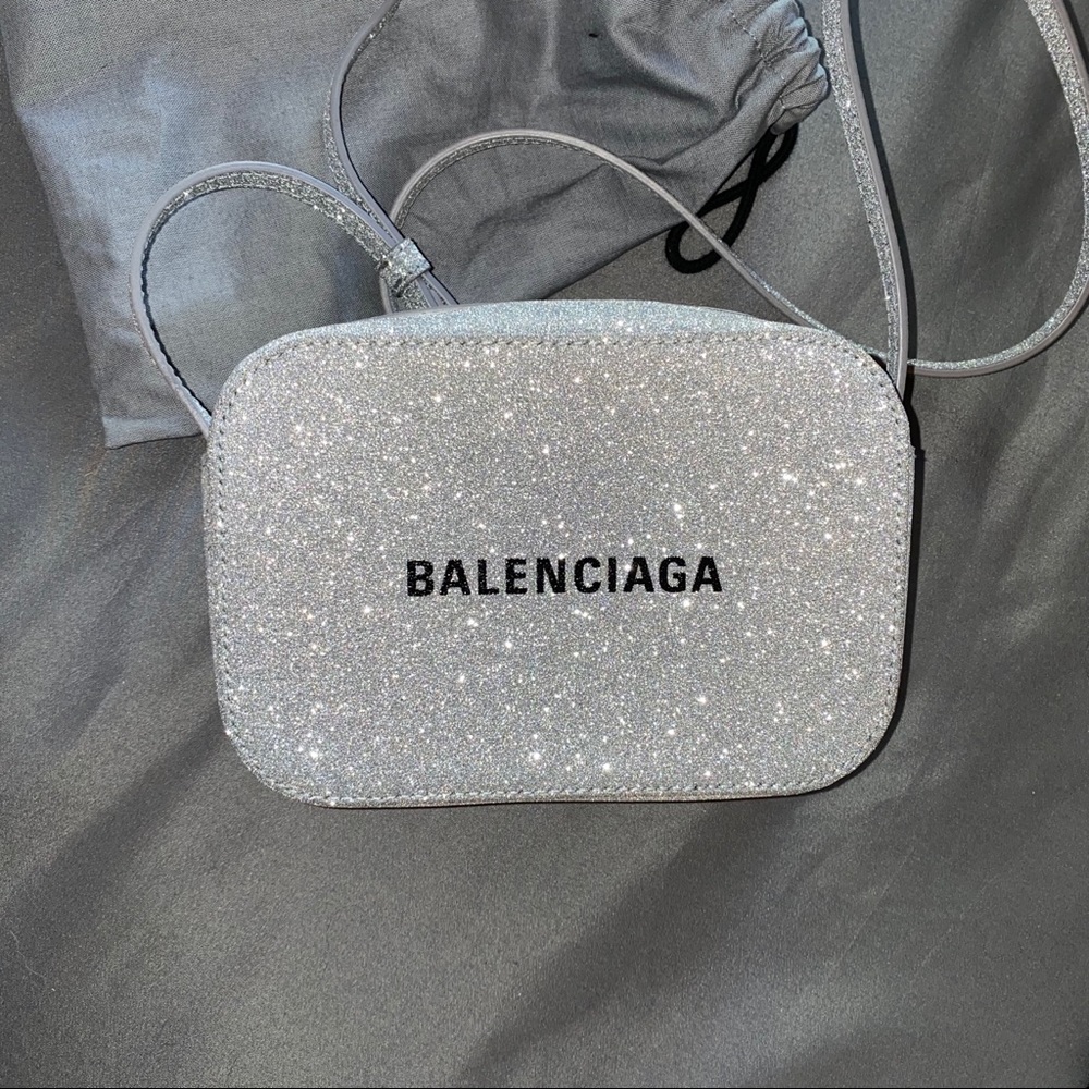Everyday Balenciaga camera bag XS glitter